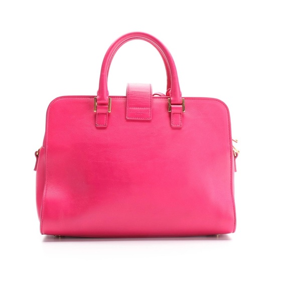 Saint Laurent Monogram Cabas Dark Pink Calfskin Leather Purse YSL Bag - Picture 4 of 16